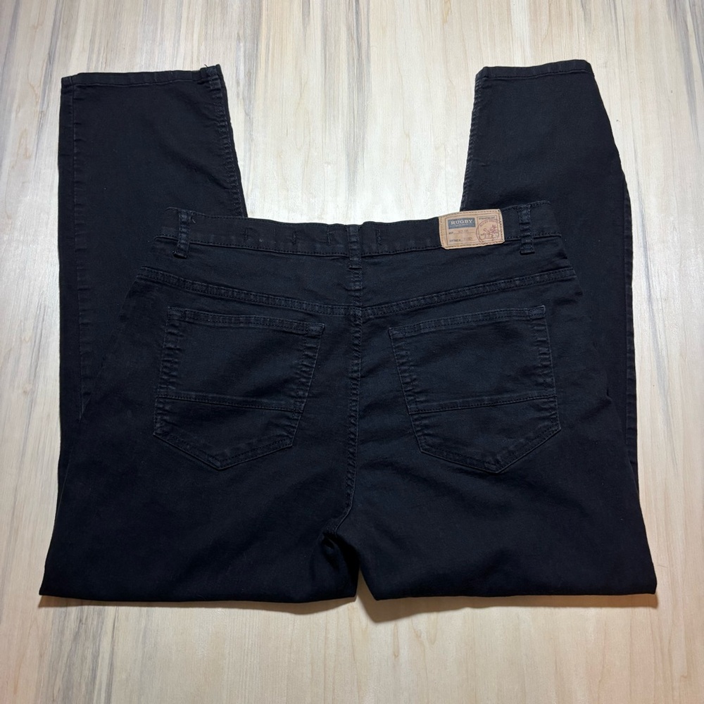 Rugby University Black Straight Men's Stretch Jeans - Picture 3 of 3